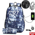 Kit Escolar C. Ronaldo: Mochila com Entrada de Fone de Ouvido e USB + Estojo