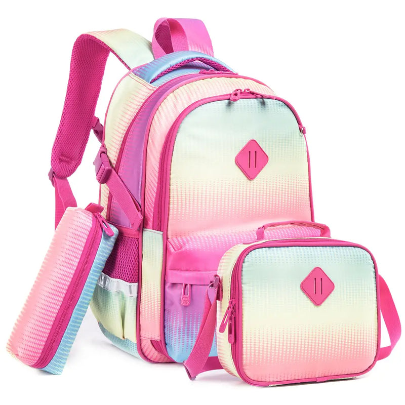 Kit Escolar 3 Peças com Estampas Animadas: Mochila, Lancheira e Estojo