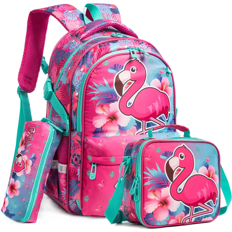 Kit Escolar 3 Peças com Estampas Animadas: Mochila, Lancheira e Estojo