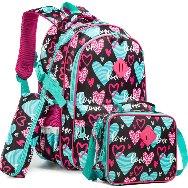 Kit Escolar 3 Peças com Estampas Animadas: Mochila, Lancheira e Estojo