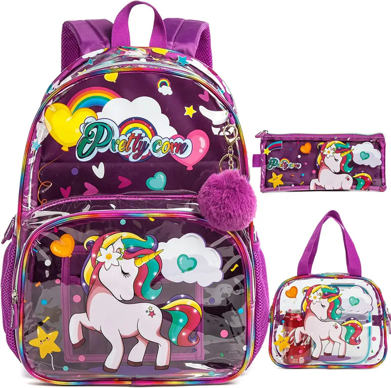 Kit Escolar com 3 Peças: Mochila, Lancheira e Estojo